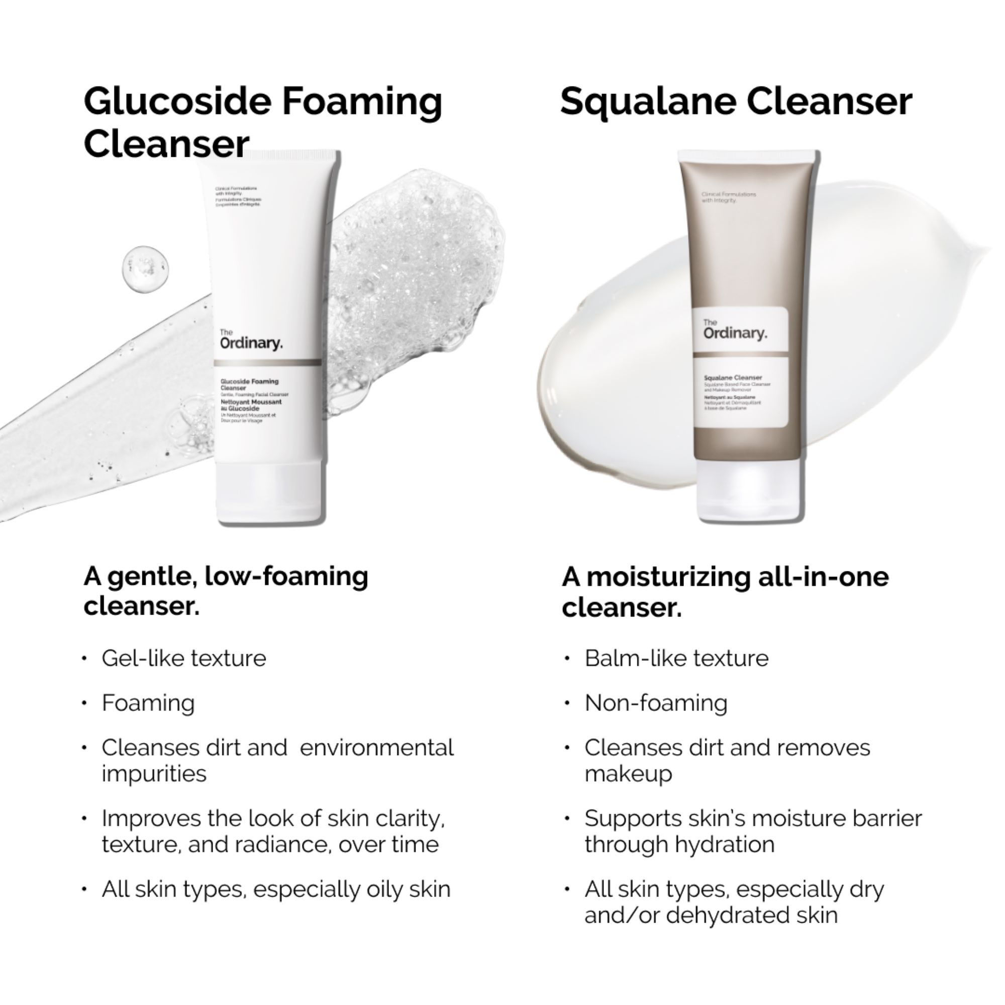 Glucoside Foaming vs Squalane Cleanser | Deciem | Uperfect Perú